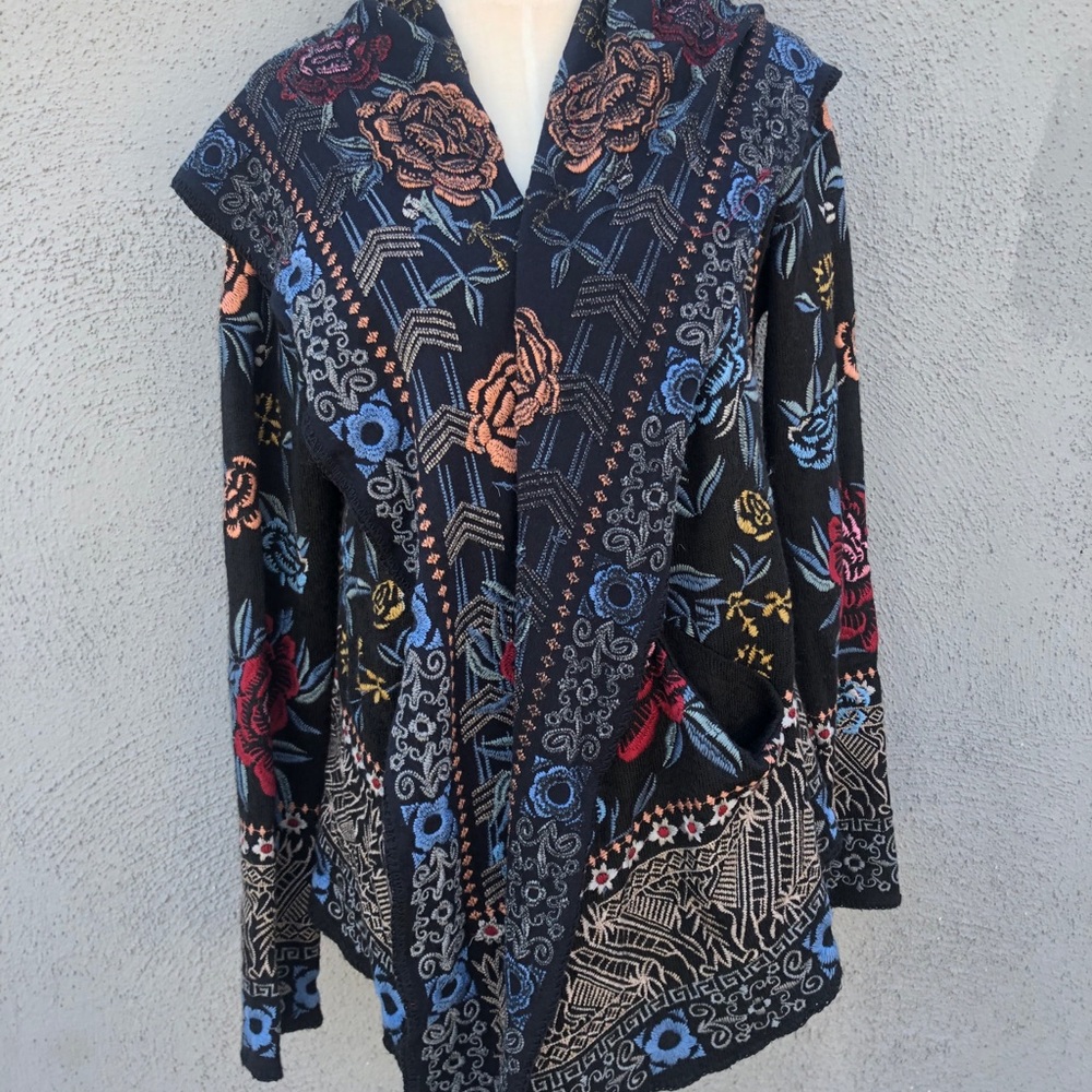 Johnny Was embroidered sweater jacket size S